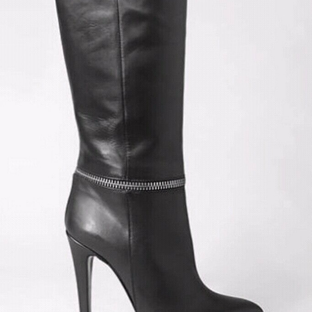 $535 Allsaints Karis Leather Knee High Boots Black Sz 37